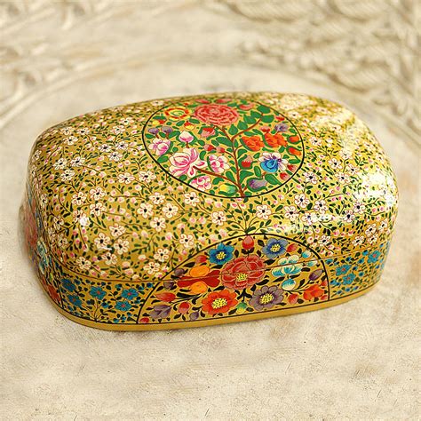 papier mache covered box hand painted metal inside kasmir|Kashmir Paper Mache Box .